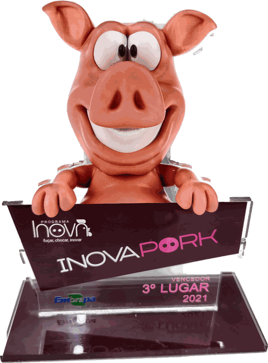 Troféu do 3º lugar no InovaPork, Programa Inova da Embrapa Suínos e Aves, 2021